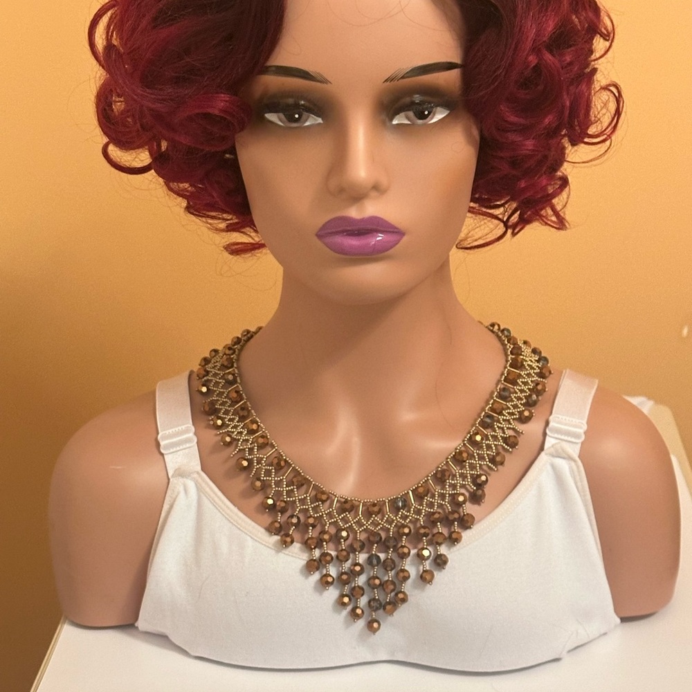 Elegant Gold and Brown Crystal Beaded Statement Necklace